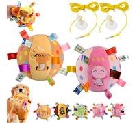 Colorful Squeaky Hanging Dog Training Toy, 6-Inch Squeaky Hanging Dog Toy, Soft Stuffed Ball with Cotton Material, Built-in Bell, Interactive Tug Chew Toys for Small Medium Dogs Indoor Play (H-1)