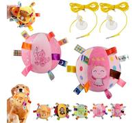 Colorful Squeaky Hanging Dog Training Toy, 6-Inch Squeaky Hanging Dog Toy, Soft Stuffed Ball with Cotton Material, Built-in Bell, Interactive Tug Chew Toys for Small Medium Dogs Indoor Play (K-1)
