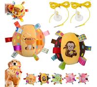 Colorful Squeaky Hanging Dog Training Toy, 6-Inch Squeaky Hanging Dog Toy, Soft Stuffed Ball with Cotton Material, Built-in Bell, Interactive Tug Chew Toys for Small Medium Dogs Indoor Play (J-1)