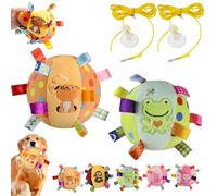 Colorful Squeaky Hanging Dog Training Toy, 6-Inch Squeaky Hanging Dog Toy, Soft Stuffed Ball with Cotton Material, Built-in Bell, Interactive Tug Chew Toys for Small Medium Dogs Indoor Play (G-1)