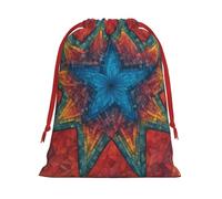 Colorful Star 1 - Bolsa de regalo de terciopelo ultrasuave con cordón, bolsa de regalo de Navidad con cordón