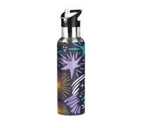 Colorful Star - Botella de agua de acero inoxidable de 20 onzas, a prueba de fugas, botella de agua deportiva sin BPA