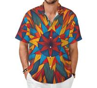 Colorful Star - Camisas casuales de manga corta con botones para hombre, camisas hawaianas de verano para la playa, Negro -, S