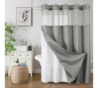 Colorful Star Cortina de Ducha sin Gancho con Forro de Tela a presión, Cortinas de Ducha Gruesas y Resistentes con Ventana Superior de Malla, Juego de Cortinas de baño Impermeables Estilo Hotel, 72 x
