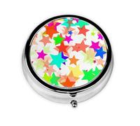 Colorful Star. Este pequeño pastillero redondo es un organizador portátil de medicamentos de viaje con tres compartimentos para almacenar medicamentos diarios.