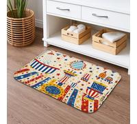 Colorful Star - Tapete de baño de secado rápido, tapete de ducha antideslizante absorbente geométrico, innovador, de franela, lavable, para baño, inodoro, decorativo, 40,6 x 60,9 cm