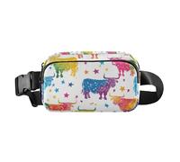 Colorful Stars Highland Cow - Riñonera de moda para mujeres y hombres, bolsa de cinturón de gran capacidad con correa ajustable para viajes, gimnasio y trabajo