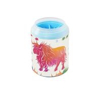 Colorful Stars Highland Cow Watercolor - Limpiador de patas portátil con cerdas de silicona suave para mascotas, cepillo de baño para perros y gatos de razas pequeñas, medianas y grandes