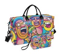Colorful Strange Friends - Bolsa de viaje grande para fin de semana, gimnasio, bolsa de viaje con correa ajustable para viajes, multifuncional, Coloridos amigos extraños, 1 size