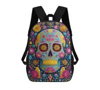 Colorful Sugar Skull Art Print-1 Mochilas Impresas En 3D Para Niños 17inch Mochilas De Moda Informales Para El Día A Día, Bolsas De Viaje, Mochilas Informales Para Exteriores Para Niños Y Niñas