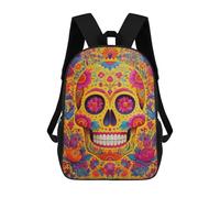 Colorful Sugar Skull Art Print-2 Mochilas Impresas En 3D Para Niños 17inch Mochilas De Moda Informales Para El Día A Día, Bolsas De Viaje, Mochilas Informales Para Exteriores Para Niños Y Niñas