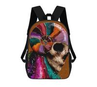 Colorful Sugar Skull Artwork-2 Mochilas Impresas En 3D Para Niños 17inch Mochilas De Moda Informales Para El Día A Día, Bolsas De Viaje, Mochilas Informales Para Exteriores Para Niños Y Niñas