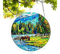 Colorful Suncatcher Decor, Acrylic Stained Animal Window, 19cm 2D Puzzle Ornament with Light Reflecting, Transparent Wall Art, Garden Decor with Artistic Style, Home Decoration for Indoor Outdoor