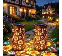 Colorful Sunflower Solar Garden Lantern,Sonnenblumen Solar Lantern im Freien wasserdicht IP65,Farolillos Solares Exterior,Lámpara de Girasol para Balcón Patio Escritorio Césped Camping Regalo