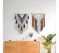 Colorful Tassel Hand Woven Tapestry Nordic Style Room Wall Hanging Wave Banner For Apartment Dorm Living Bedroom Baby Nursery(B)