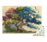 Colorful Tree Art 100% Recycled Cardboard Whimsical Pine Tree Art 1000Pc Jigsaw for Adults Challenging & Brainteasing 70x50cm/1000pcs