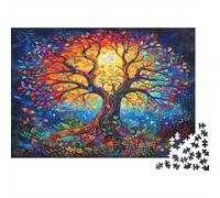 Colorful Tree of Life Colourful Glowing Tree of Life Art 1000 Pieces Jigsaw Puzzles Adults Fun Brainteasing Home Activity 52x38cm/1000pcs