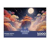 Colorful Trees on The Shore 1000 Piece Corte Preciso Rompecabezas Moonlit Temple Vibrante Jigsaw Decoración Niños 38x26cm/1000pcs