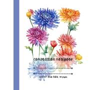 Colorful Watercolor Chrysanthemum Flowers Composition Notebook Wide Ruled