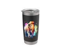 Colorful Watercolor Woolly Mammoth Vaso térmico de acero inoxidable de doble pared