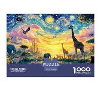 Colorful Wildlife Scene at Sunset 1000 Pcs Premium-Karton Puzzle Kitten Stressabbau Familienspiel Puzzles Für Erwachsene Und Kinder 70x50cm/1000pcs