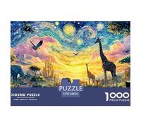 Colorful Wildlife Scene at Sunset 1000 Pcs Premium-Karton Puzzle Kitten Stressabbau Kreatives Spiel Puzzles Als Geburtstagsgeschenke 38x26cm/1000pcs