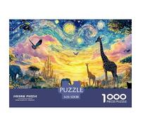 Colorful Wildlife Scene at Sunset 1000 Pcs Stabiler Karton Puzzle Kitten Stressabbau Familienspiel Puzzles Für Erwachsene Und Kinder 52x38cm/1000pcs