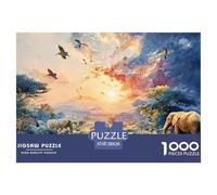Colorful Wildlife Scene at Sunset 1000 Stück Stabiler Karton Puzzle Kitten Stressabbau Kreatives Spiel Puzzles Für Erwachsene Und Kinder 38x26cm/1000pcs