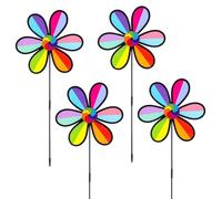 Colorful Wind Spinners 4-Pack | ABS, 64cm Tall, 28cm Diameter | Lawn Garden Pinwheel Decorations | For Outdoor Party Yard Patio, Rotating Spinners