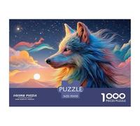 Colorful Wolf Portrait with Colorful Clouds 1000 Pieza Cartulina Premium Rompecabezas Premium Fantasy Wolf Extremadamente Difícil Juego Familiar Rompecabezas Regalos Para Familia Y Amigos 70x50cm/1000