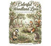 Colorful Woodland Lives Happy Animals Adult Coloring Book: 40 Detailed Illustrations with Full-Color Reference Pages, Woodland Creatures Coloring Book
