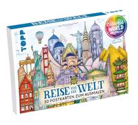 Colorful World Weltreise - Der Postkartenblock: 30 Postkarten zum Ausmalen & Entspannen