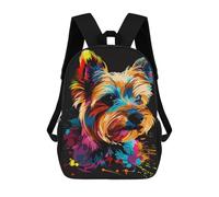 Colorful Yorkshire Terrier Art Print-1 Mochilas Impresas En 3D Para Niños 17inch Mochilas De Moda Informales Para El Día A Día, Bolsas De Viaje, Mochilas Informales Para Exteriores Para Niños Y Niñas
