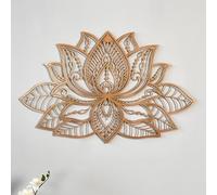 Colorfull Worlds Decoración de pared de metal con mandala 3D, decoración de flor de loto para el hogar, decoración de sala de estar, regalo de año nuevo, (36 x 23 pulgadas, 91 x 59 cm, cobre)