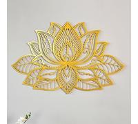 Colorfull Worlds Decoración de pared de metal con mandala 3D, decoración de flores de loto para hogares, decoración de sala de estar, regalo de año nuevo, 26.5 x 17 pulgadas, 67 x 43 cm, oro)