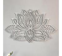 Colorfull Worlds Decoración de pared de metal con mandala 3D, decoración de flores de loto para hogares, decoración de sala de estar, regalo de año nuevo, 26.5 x 17 pulgadas, 67 x 43 cm, plateado)