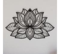 Colorfull Worlds Decoración de pared de metal con mandala 3D, decoración de flores de loto para hogares, decoración de sala de estar, regalo de año nuevo, 26.5 x 17 pulgadas, 67 x 43 cm, color negro)