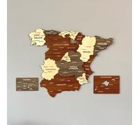 Colorfull Worlds Mapa de España 3D de madera multicapa, regalo para amigos españoles, decoración de pared de madera de España, mapa para viajeros (40 x 33 cm | 15.7 x 13 pulgadas)