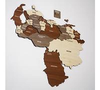 Colorfull Worlds Mapa de Venezuela 3D de madera multicapa, regalo para amigos venezolanos, decoración de pared de madera de Venezuela, mapa para viajeros (60 x 51 cm, 23.6 x 20.1 pulgadas)