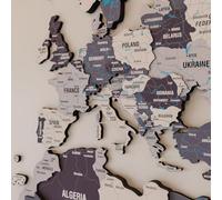 Colorfull Worlds Mapa del mundo de madera 3D para pared, mapa de viaje multicolor de alta calidad para decoración de pared con chinchetas, regalo ideal para inauguración de la casa y rastreador de