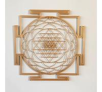 Colorfull Worlds Sri Yantra Decoración de pared de metal con geometría sagrada, decoración moderna única para sala de estar, arte de pared de metal