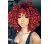 ColorfulPanda pelucas afro mujer pelo natural roja Peluca rizada rizado corta Peluca Para Fiesta las mujeres negras