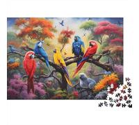 ColorfulParrots Rompecabezas 1000 Piezas Desafío,TropicalBirdArtStyle Imposible Regalo Navidad Adultos Coloridos Ilustrados Papel 52x38cm/1000pcs