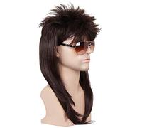 ColorGround Pelucas largas y rectas de color marrón de los años 80 para hombre