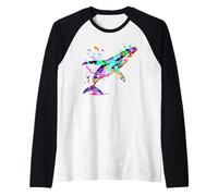 Colorida Ballena jorobada para Amantes del océano de Moda Sea Him Her Camiseta Manga Raglan
