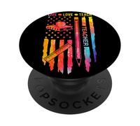 Colorida Bandera de Estados Unidos para Profesor en Vivo y enseñar Orgullo Americano PopSockets PopGrip Adhesivo