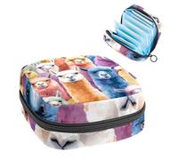 Colorida bolsa de almacenamiento de servilletas sanitarias con patrón de alpaca y vida silvestre, bolsa grande para copa menstrual con cremallera, bolsa para almohadillas de período, para guardar