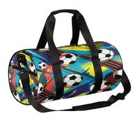 Colorida bolsa de deporte de fútbol, bolsa de lona para entrenamiento, ligera, para fin de semana, viajes, para hombres y mujeres (fútbol), Balón de fútbol colorido., 17.6(L) x 9(W) x 9(H) inch