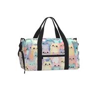 Colorida bolsa de gimnasio con diseño de gato para hombres y mujeres, bonita bolsa de lona de viaje de fin de semana con compartimento para zapatos, resistente al agua, para deportes, baile, yoga
