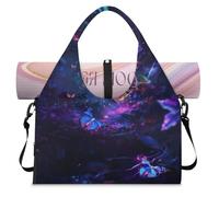 Colorida bolsa de lona deportiva con diseño de mariposas y luciérnagas, con compartimento para zapatos, fin de semana, para la noche, para gimnasio, yoga, viajes, color, L, Bolsa de viaje
